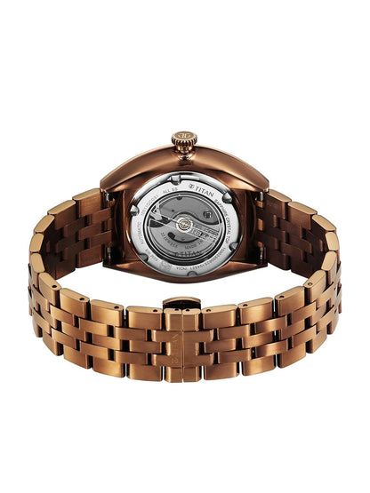 Titan Stellar Automatic Dark Gun Round Dial Watch - 10011QM01