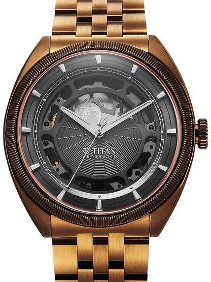 Titan Stellar Automatic Dark Gun Round Dial Watch - 10011QM01