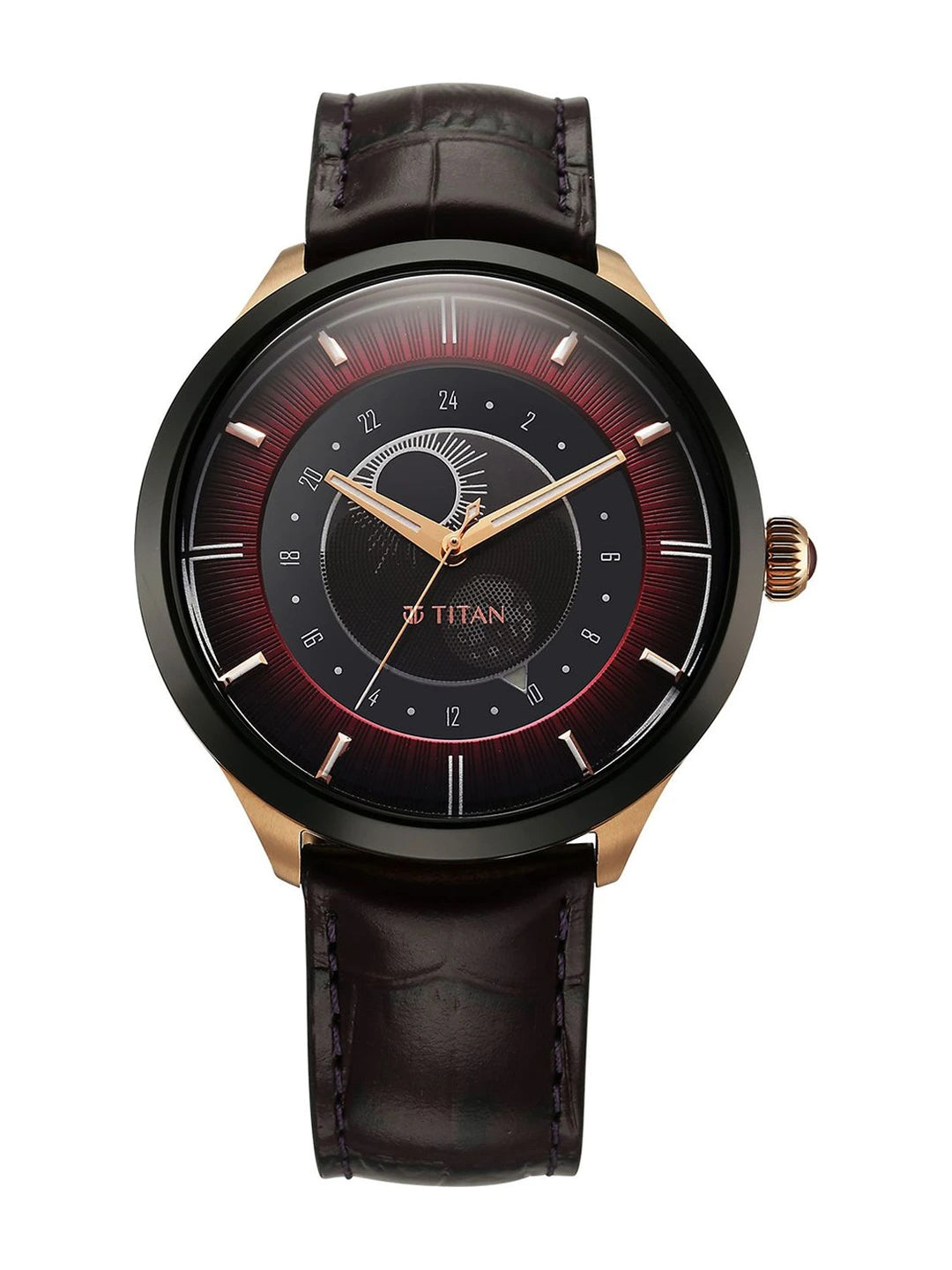 Titan Dial & Leather Strap Analogue Watch - 10028KL01