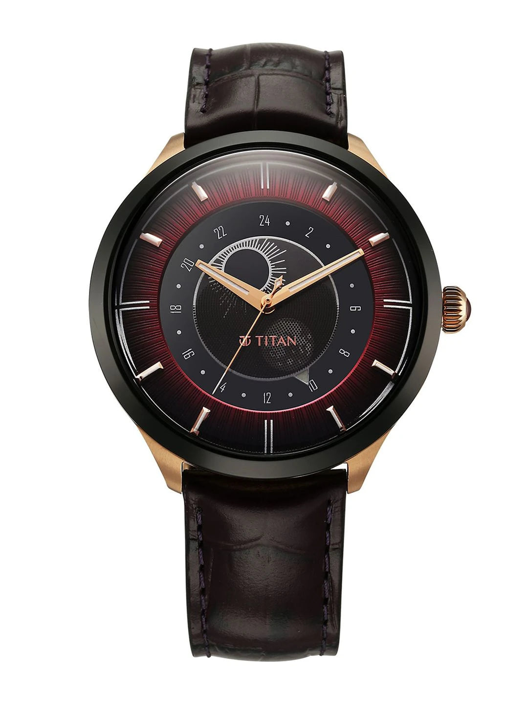 Titan Dial & Leather Straps Analogue Watch - 10028KL01