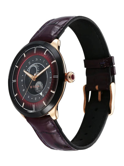 Titan Dial & Leather Straps Analogue Watch - 10028KL01
