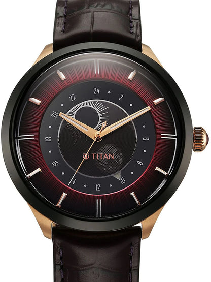 Titan Dial & Leather Straps Analogue Watch - 10028KL01