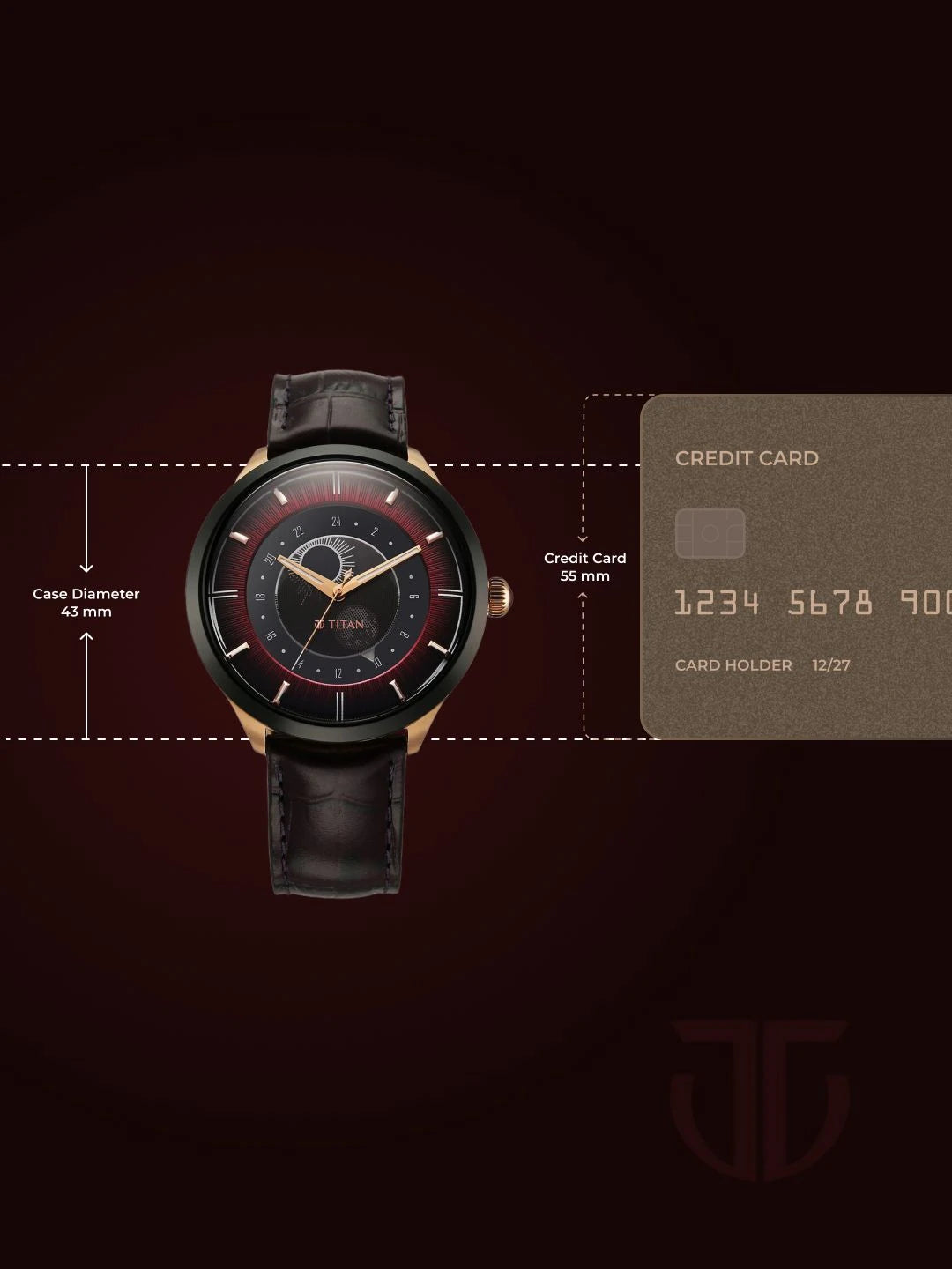 Titan Dial & Leather Straps Analogue Watch - 10028KL01