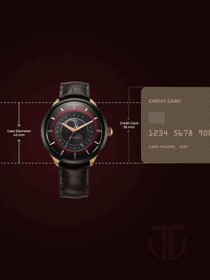 Titan Dial & Leather Straps Analogue Watch - 10028KL01