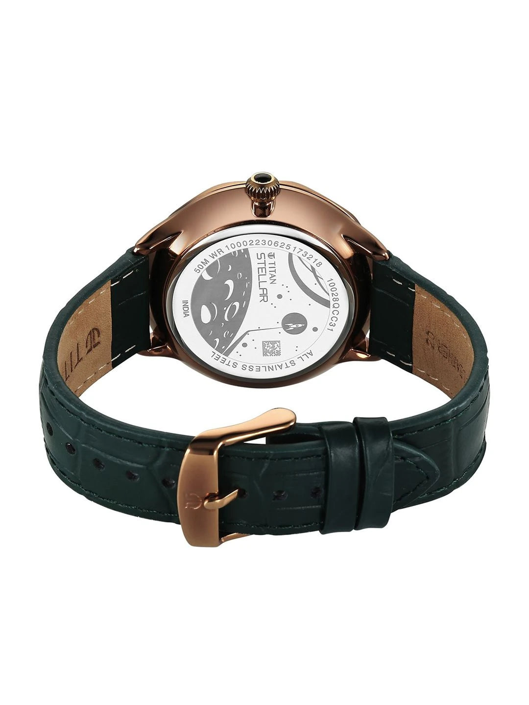 Titan Stellar Green Round Dial Quartz Watch - 10028QL01