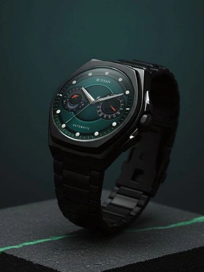 Titan Round Green Dial Analog Watch - 10029KM01