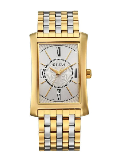 Titan Round White Dial Analog Watch - 10046BM03