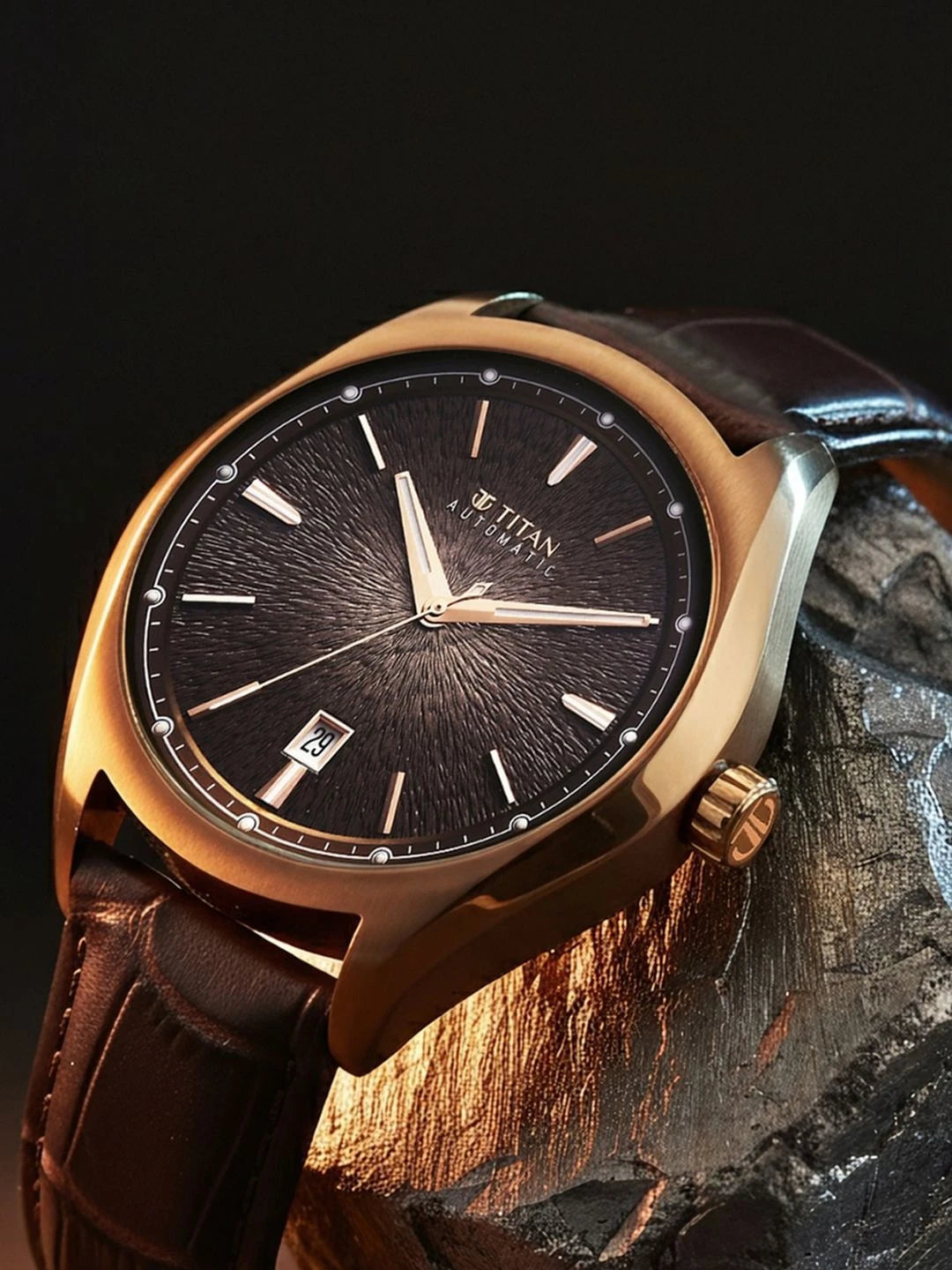 Titan Stellar Automatic Motion Leather Straps Watch - 10051QL01