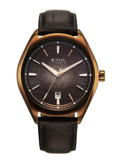 Titan Stellar Automatic Motion Leather Straps Watch - 10051QL01