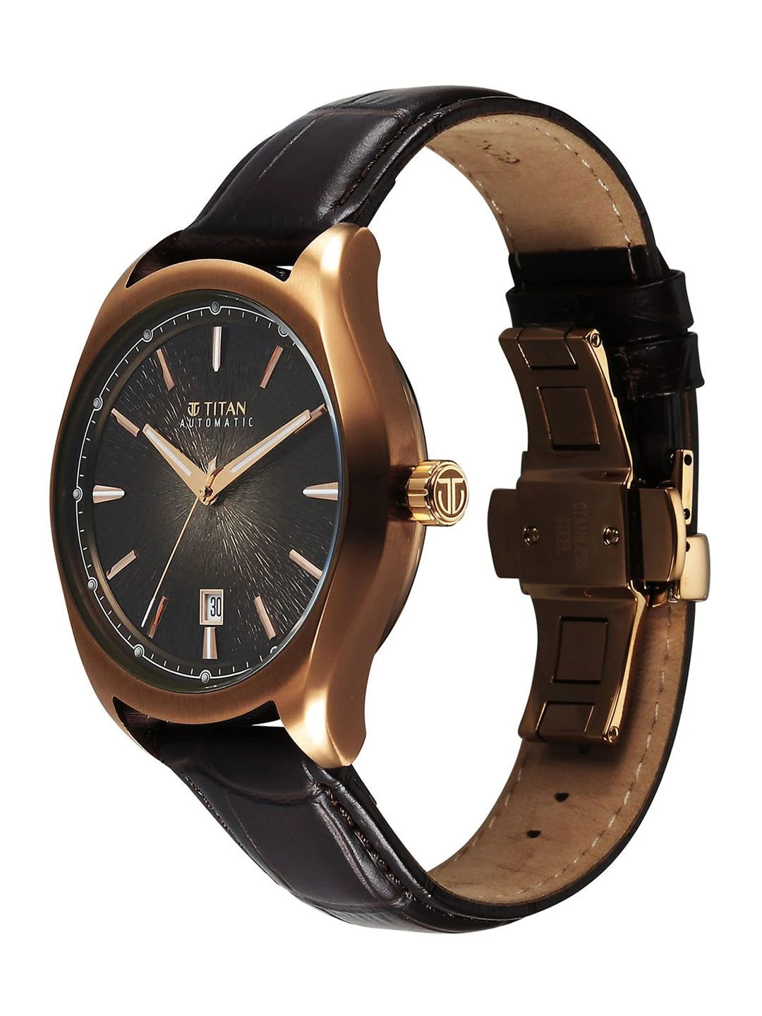 Titan Stellar Automatic Motion Leather Straps Watch - 10051QL01