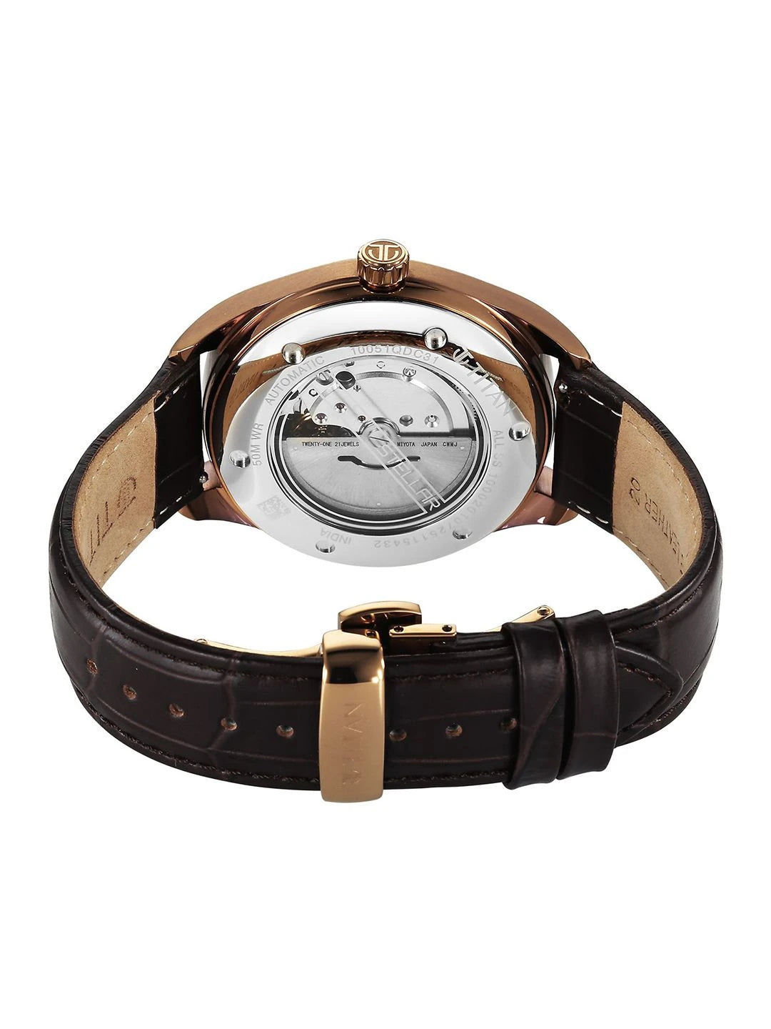 Titan Stellar Automatic Motion Leather Straps Watch - 10051QL01