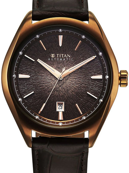 Titan Stellar Automatic Motion Leather Straps Watch - 10051QL01