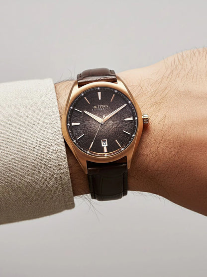 Titan Stellar Automatic Motion Leather Straps Watch - 10051QL01