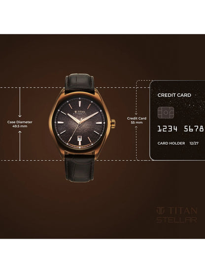 Titan Stellar Automatic Motion Leather Straps Watch - 10051QL01