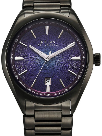 Titan Stellar Automatic Violet Round Dial Watch - 10051QM01