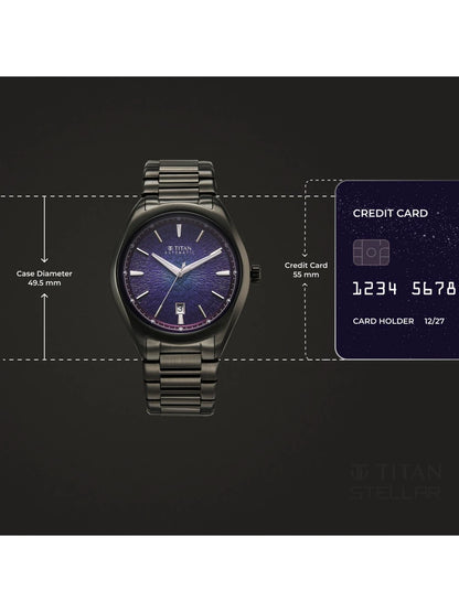 Titan Stellar Automatic Violet Round Dial Watch - 10051QM01