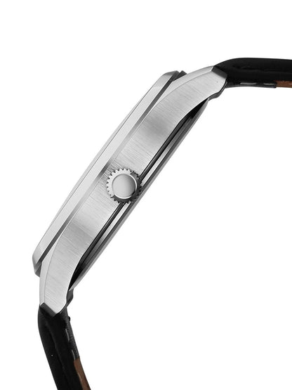 Titan Dial & Leather Straps Analogue Date Aperture Watch -  10063SL01