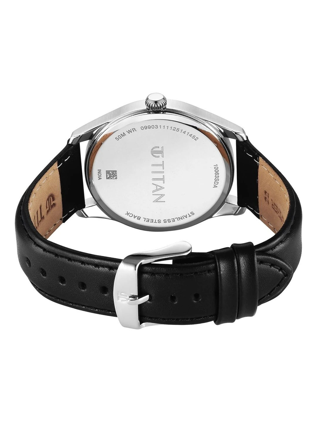 Titan Dial & Leather Straps Analogue Date Aperture Watch -  10063SL01