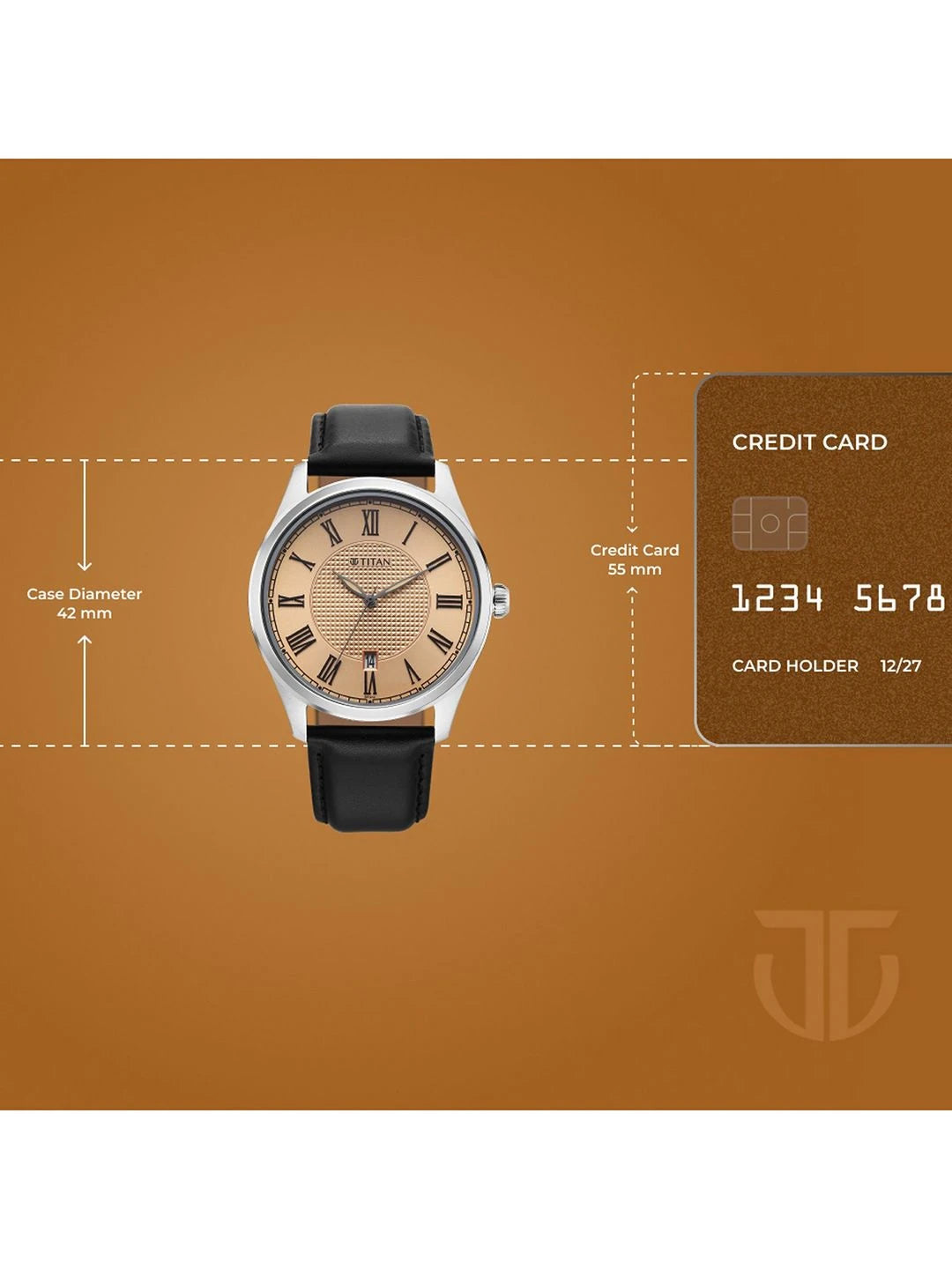 Titan Dial & Leather Straps Analogue Date Aperture Watch -  10063SL01