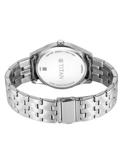 Titan Dial & Stainless Steel Bracelet Style Straps Analogue Watch - 10063SM01