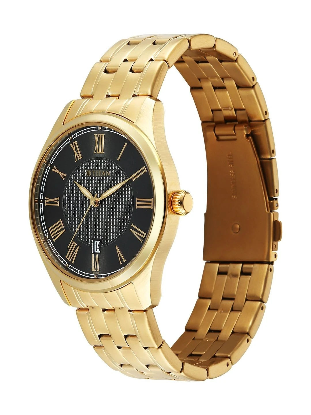 Titan Dial & Stainless Steel Bracelet Style Straps Analogue Watch - 10063YM01
