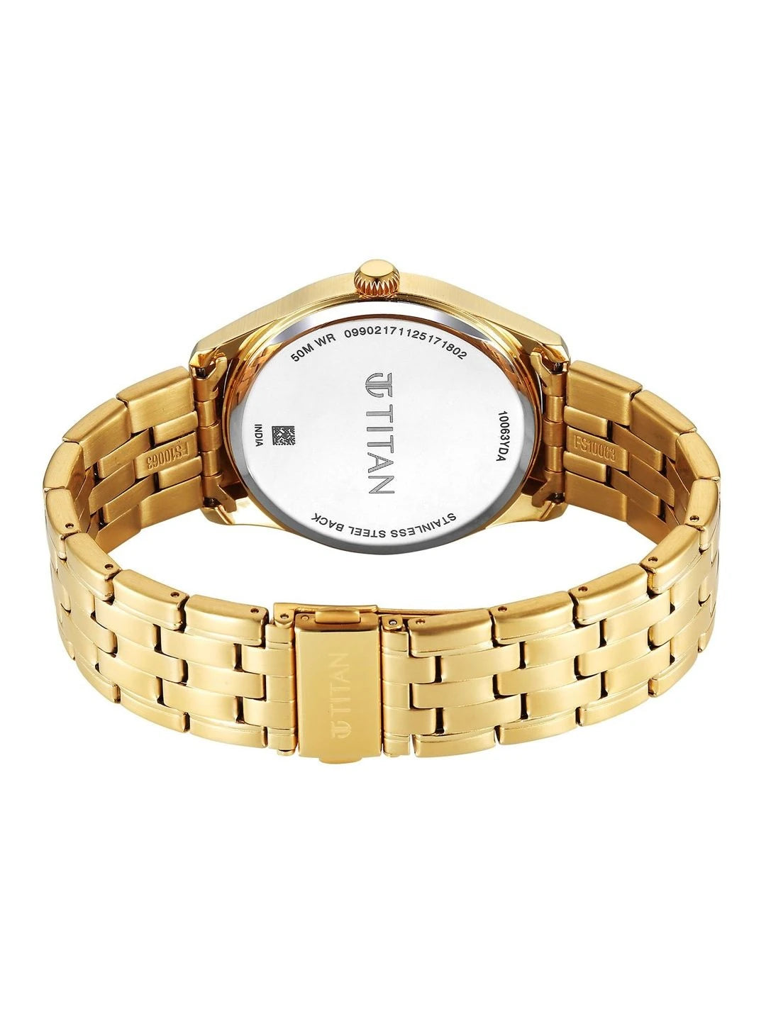 Titan Dial & Stainless Steel Bracelet Style Straps Analogue Watch - 10063YM01