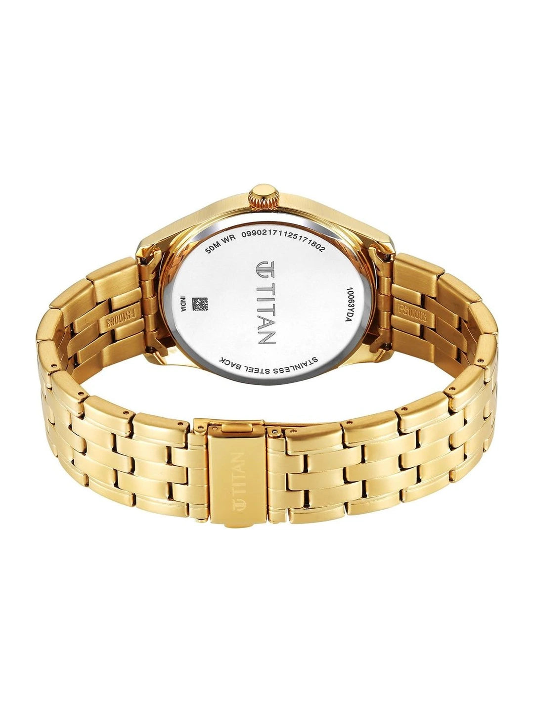 Titan Dial & Stainless Steel Bracelet Style Strap Analogue Watch - 10063YM01