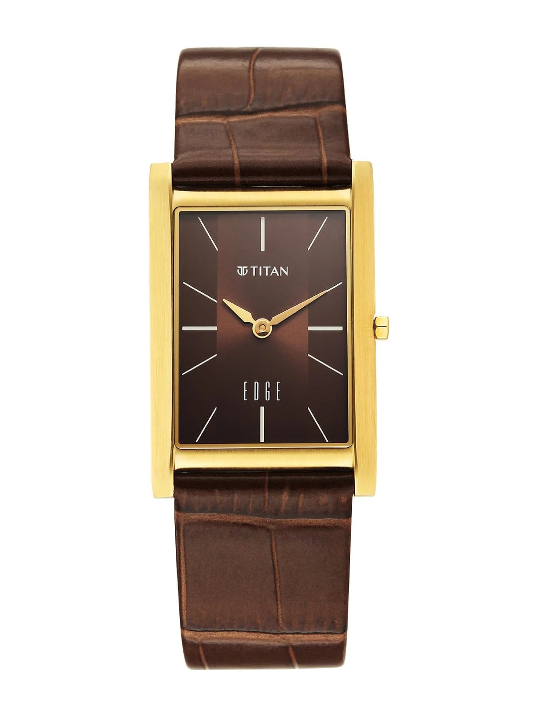 Titan Edge Round Brown Dial Analog Watch - 1043YL10
