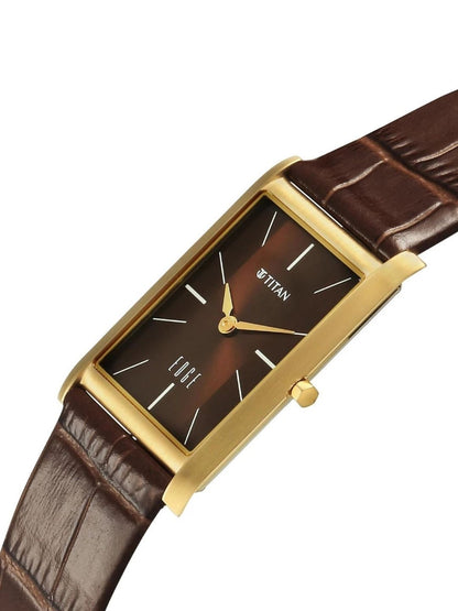 Titan Edge Round Brown Dial Analog Watch - 1043YL10