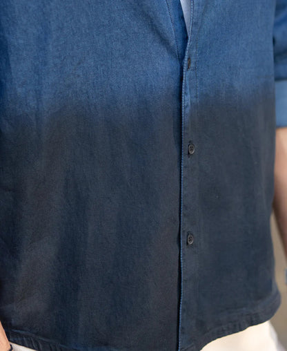 Powerlook Indigo Ombre Lightweight Cotton Shirt