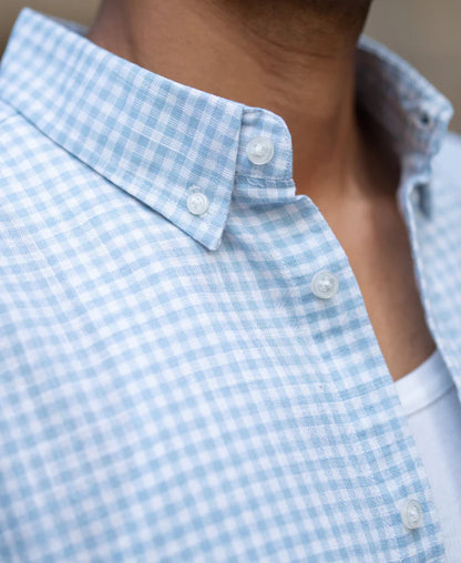Powerlook Light Blue Micro Checkered Shirt