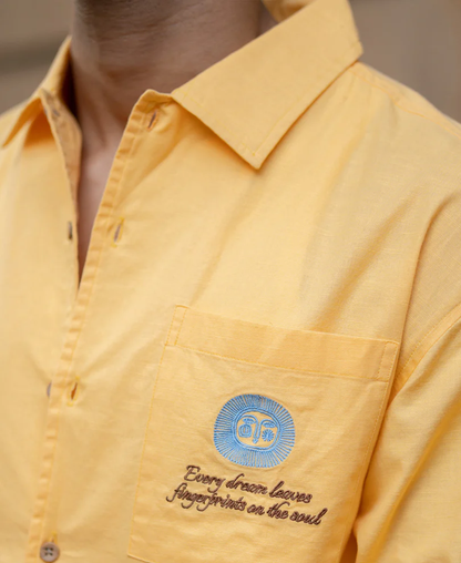 Powerlook Mustard Yellow Cotton Embroidered Shirt