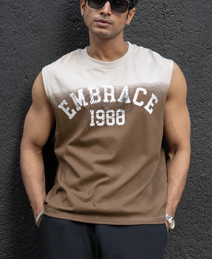 Powerlook Brown Ombre Graphic Cotton Sando