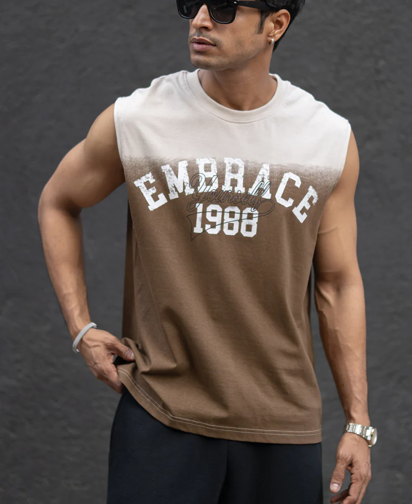 Powerlook Brown Ombre Graphic Cotton Sando