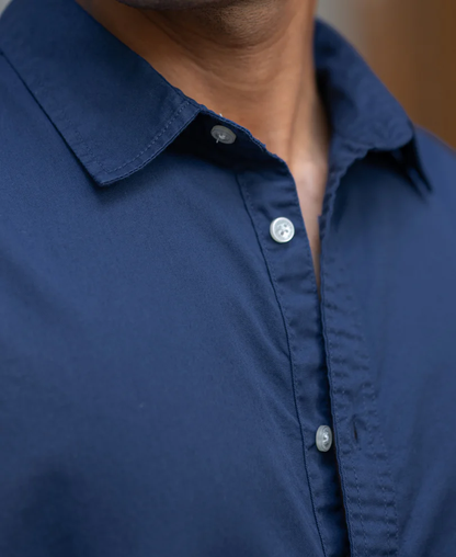 Powerlook Blue Washed Cotton Shirt