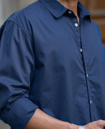 Powerlook Blue Washed Cotton Shirt