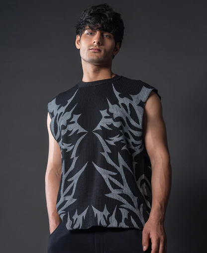 Powerlook Black Grunge Printed Vest