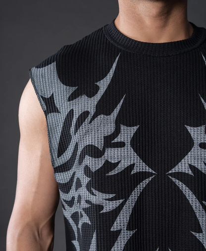Powerlook Black Grunge Printed Vest