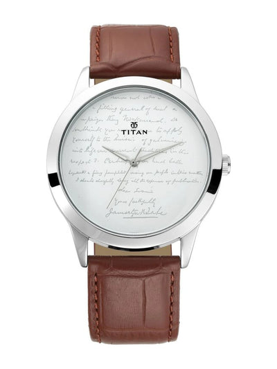 Titan Round White Dial Analog Watch - 1584SL05