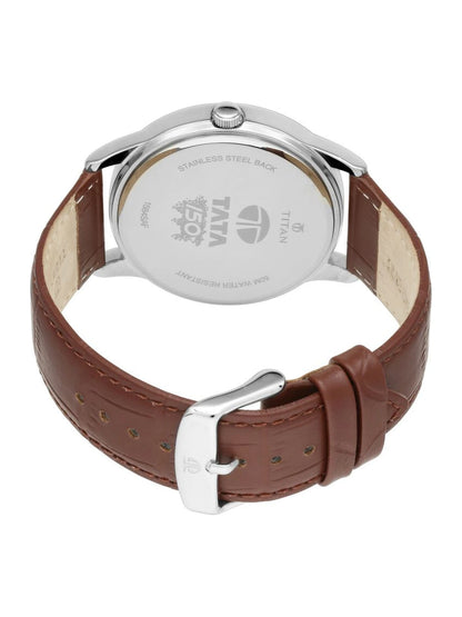 Titan Round White Dial Analog Watch - 1584SL05