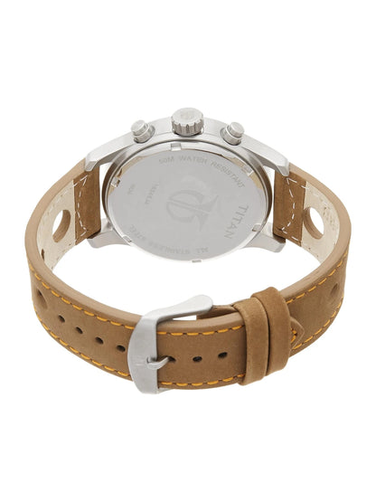 Titan Octane Round Wine Dial Analog Watch - 1634SL03