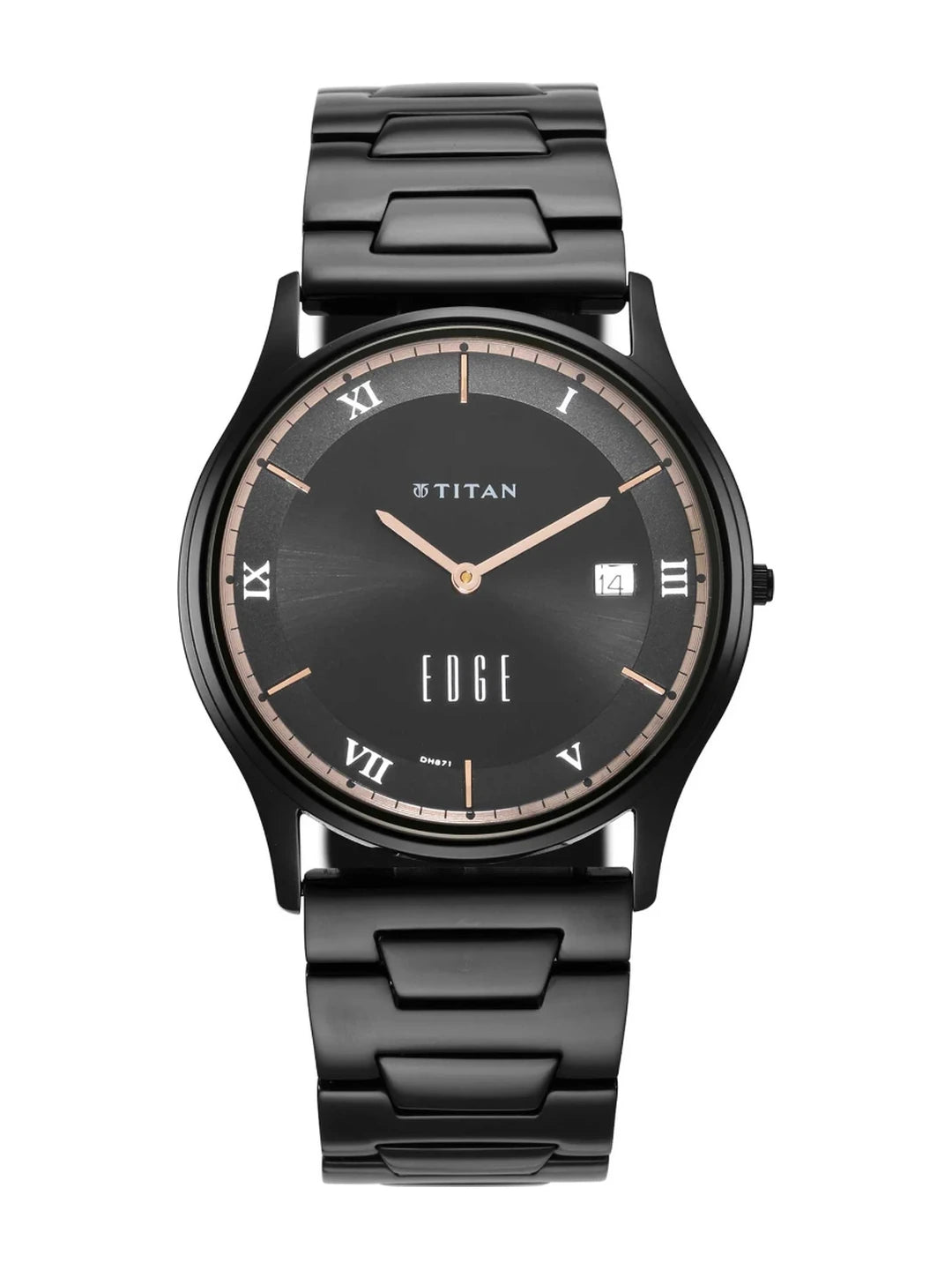 Titan Round Black Dial Analog Watch With Leather Strap - 1683NM01