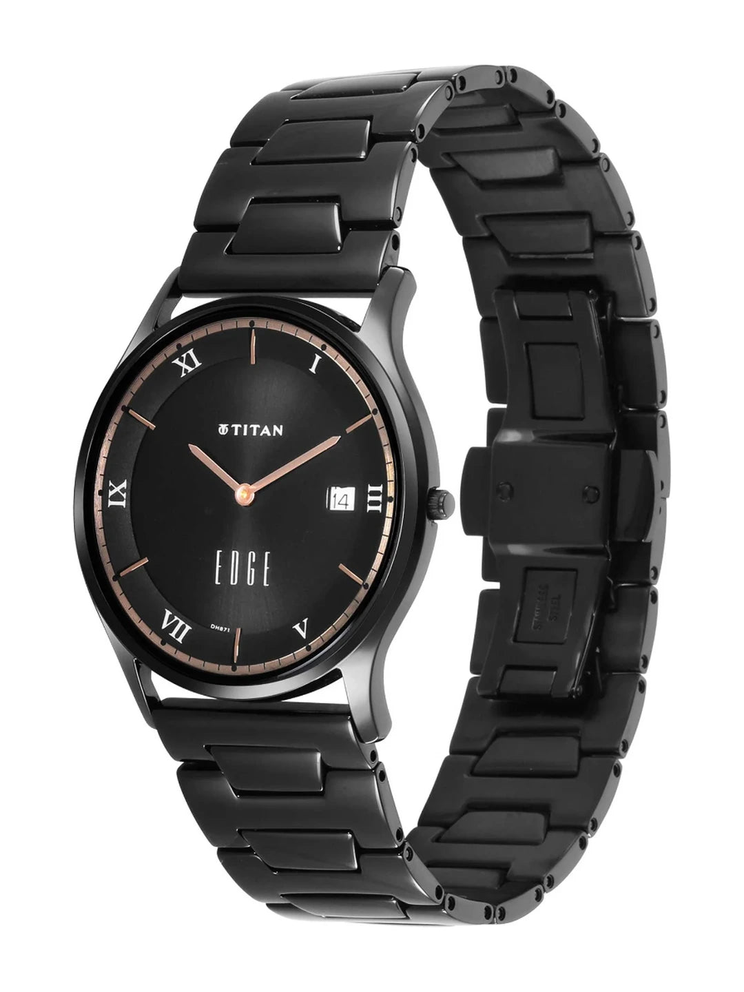 Titan Round Black Dial Analog Watch With Leather Strap - 1683NM01