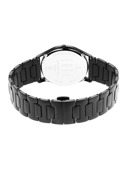 Titan Round Black Dial Analog Watch With Leather Strap - 1683NM01
