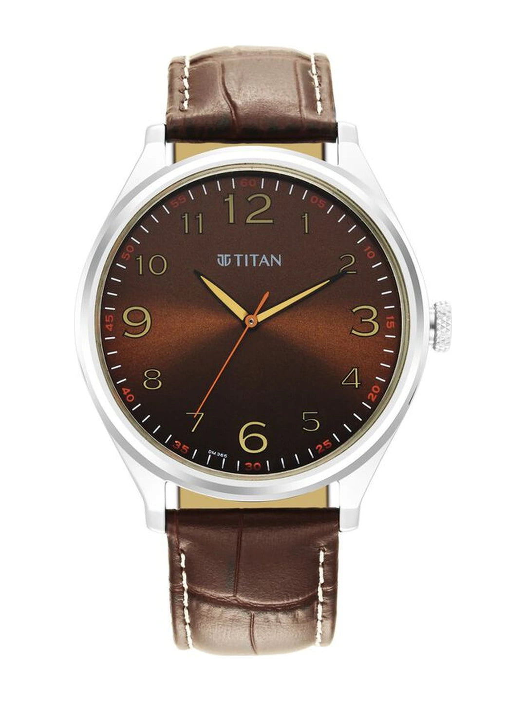 Titan Round Brown Dial Analog Watch - 1802SL16