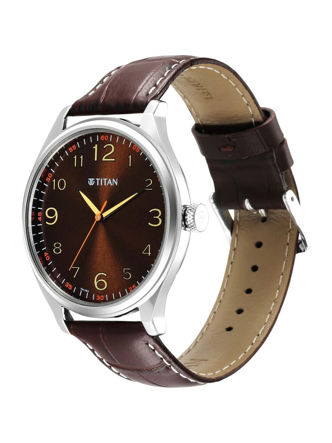 Titan Round Brown Dial Analog Watch - 1802SL16
