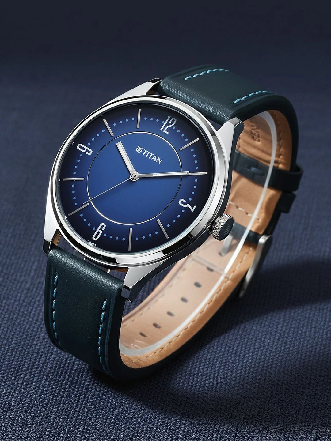 Titan Neo Basics Ii Quartz Blue Round Dial Watch - 1802SL21