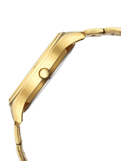 Titan Brass Dial & Stainless Steel Bracelet Style Straps Analogue Watch - 1824YM02