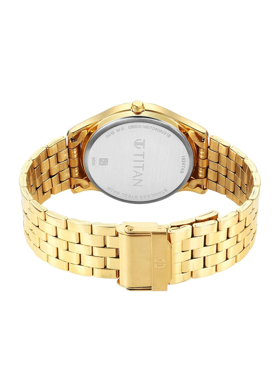 Titan Brass Dial & Stainless Steel Bracelet Style Straps Analogue Watch - 1824YM02