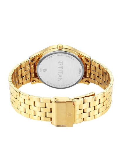 Titan Brass Dial & Stainless Steel Bracelet Style Straps Analogue Watch - 1824YM02
